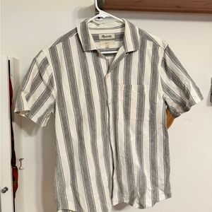 Madewell Gray and White Striped Casual Shirt